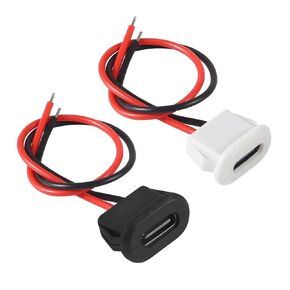 5/10 pcs Waterproof 2P Solder Wire USB C Pigtail Extension Cable Female Chassis Plug to 2 pin(5pcs White) in Kuwait