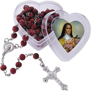 St. Therese Rose Scented Rosary with Heart Case, 18 1/2 Inch in Kuwait