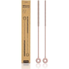 YOTIME Silicone Straw Cleaner Brush, 2 Pcs Reusable Straw Brush(6mm+9mm) for Cleaning Narrow & Wide Straws, Tumblers, Pink in Kuwait