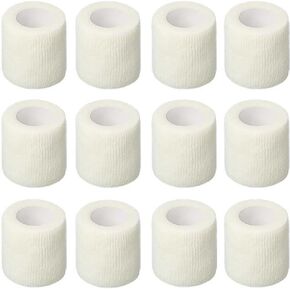 12 Pack Self-Adhesive Athletic Bandage Wrap 1 Inch x 5 Yards White Elastic Cohesive Sports Tape Breathable for Wrist, Ankle, Knee Support - Ideal for Athletics, Workouts & Injury Recovery in Kuwait