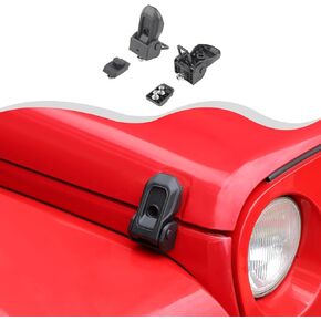 لقفل مزلاج غطاء محرك السيارة رانجلر، مزالج غطاء محرك السيارة من الألومنيوم لسيارة جيب رانجلر JK ملحقات خارجية سوداء قطعتين in Kuwait