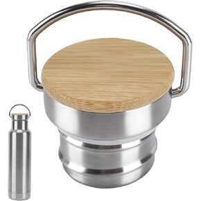 Stainless and bamboo lid compatible with Klean Kanteen classic narrow mouth bottle in Saudi Arabia