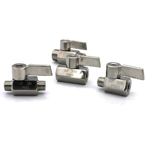 1 Piece/lot mini Two-Way Ball Valve Stainless Steel Handle 1/8 1/4 3/8 1/2 3/4 NPT Internal Thread External Thread SS304 Suitable for Water, Oil and Acid(1/4",Male x Male) in Kuwait