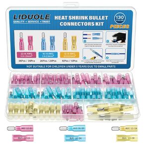 130Pcs Heat Shrink Bullet Connectors 22-10 AWG Bullet Connector Terminals Set Male Female Electrical Wire Terminal Connectors Assortment Kit for Wiring in Saudi Arabia