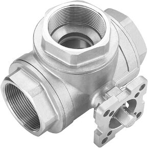 1PCS DN50 Three-Way Pneumatic high Platform Ball Valve Stainless Steel Three-Way Valve Pneumatic Internal Thread Valve Body(T-Type) in Kuwait