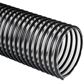 Flexaust Flex-Tube PV-8x12 Plastic 8" Medium Weight Co-Extruded PVC Hose, 12' Length, Clear and Black in Kuwait