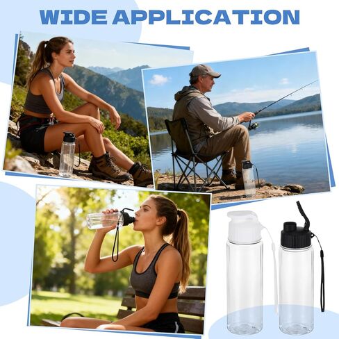 16 عبوة من زجاجات المياه البلاستيكية مع حزام مقبض، زجاجات مياه رياضية سعة 17 أونصة، أكواب شرب قابلة لإعادة الاستخدام، خفيفة الوزن ومضادة للتسرب، زجاجة علوية قابلة للطي للبالغين في صالة الألعاب الرياضية واللياقة البدنية (أبيض وأسود) in Kuwait