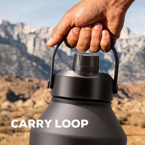 POWCAN 64 oz Insulated Water Bottle for Sports: 2-in-1 Straw & Spout Lid, Leakproof, Carrier Bag, Shoulder Strap, Keep Cold 48H, BPA-Free, Half Gallon Metal Water Jug for Gym, Travel, Gift (Midnight) in Saudi Arabia