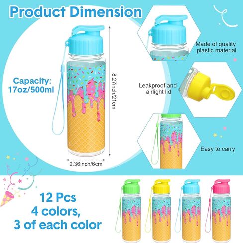74 Pack Baseball Ice Cream Drip Party Favor Bulk 12 Pcs 17 oz Ice Cream Drip Water Bottles 12 Pcs 40"x12" Baseball Cooling Towels 50 DIY Stickers for Sport Fan Team Gift in Saudi Arabia