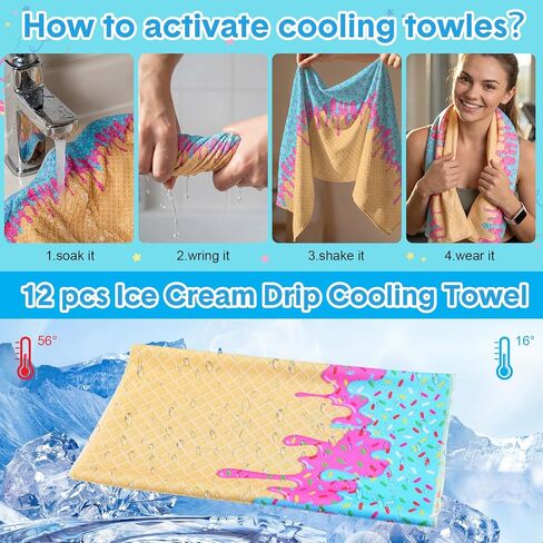74 Pack Baseball Ice Cream Drip Party Favor Bulk 12 Pcs 17 oz Ice Cream Drip Water Bottles 12 Pcs 40"x12" Baseball Cooling Towels 50 DIY Stickers for Sport Fan Team Gift in Saudi Arabia