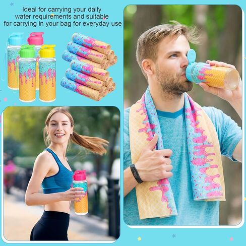 74 Pack Baseball Ice Cream Drip Party Favor Bulk 12 Pcs 17 oz Ice Cream Drip Water Bottles 12 Pcs 40"x12" Baseball Cooling Towels 50 DIY Stickers for Sport Fan Team Gift in Saudi Arabia