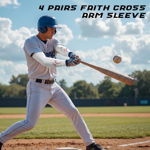 Shyyween 4 أزواج من أكمام الذراع المتقاطعة للبيسبول وأكمام صلاة البيسبول وأكمام الذراع الضاغطة الدينية هدية الإيمان للشباب in Kuwait