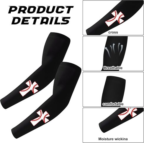 Shyyween 4 أزواج من أكمام الذراع المتقاطعة للبيسبول وأكمام صلاة البيسبول وأكمام الذراع الضاغطة الدينية هدية الإيمان للشباب in Kuwait