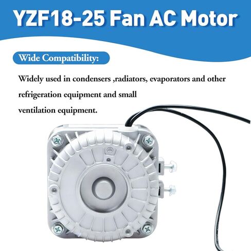 YZF18-25 Fan AC Motor 120V 60Hz 18W 1550RPM Replace W0301905 YZF6-13 YZF10-20 4 Pole Shaded Pole Condenser Motor for Refrigerator Freezer Radiator Evaporator Small Ventilation Equipment in Saudi Arabia