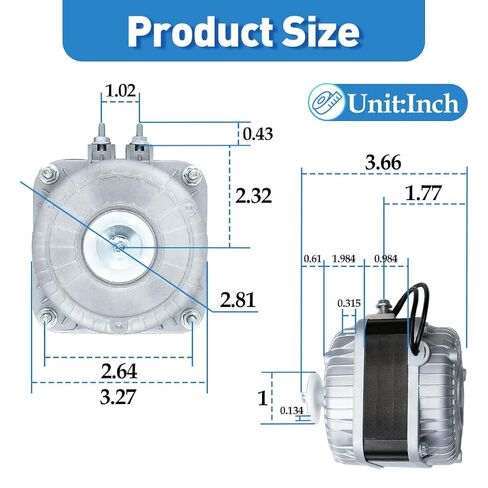 YZF18-25 Fan AC Motor 120V 60Hz 18W 1550RPM Replace W0301905 YZF6-13 YZF10-20 4 Pole Shaded Pole Condenser Motor for Refrigerator Freezer Radiator Evaporator Small Ventilation Equipment in Saudi Arabia