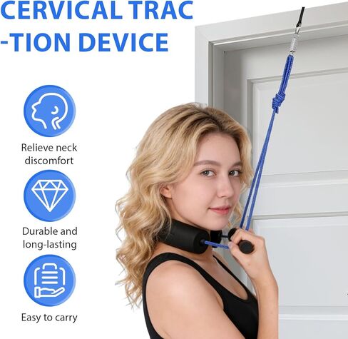 Portable Cervical Neck Traction Device Over Door Home Use for Neck Pain Relief, Portable Neck Stretcher Strap for Spinal Decompression or Physical Therapy, Restore Natural Curve of Neck in Saudi Arabia