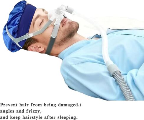 أغطية حزام الرأس من الساتان لجهاز CPAP، عبوتان، وردي وأزرق، واقي شعر بونيه النوم in Kuwait