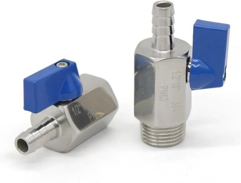 1PCS mini Ball Valve 1/8 1/4 3/8 1/2 to 7mm 10mm 8mm 12mm Pipe Tower Adapter Internal Thread External Thread 304 Two-Way Ball Valve(1/2",7MM_Male) in Kuwait
