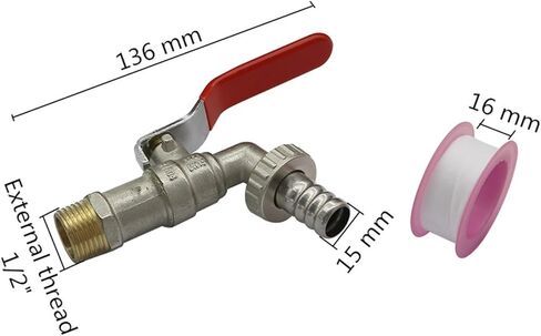 Metal 1/2" Male Thread Water Garden Irrigation Replacement Valve Fitting Parts Washing Machine Water Control Valve 1 Set in Saudi Arabia