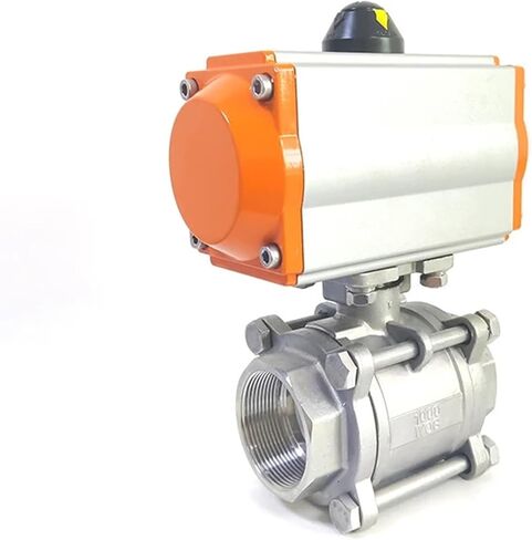 1PCS DN25 Three-Piece high Platform Pneumatic Ball Valve Stainless Steel Q611F-16P Double Acting Cylinder in Kuwait