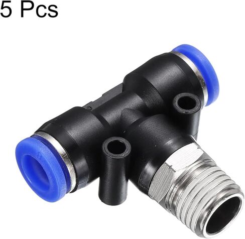 HARFINGTON 5pcs Air Line Fitting 8mm Tube OD x NPT 1/4 Thread PT4-U Pneumatic Male Branch Tee Quick Push to Connect Brass Air Line Hose for Industry Air System in Saudi Arabia