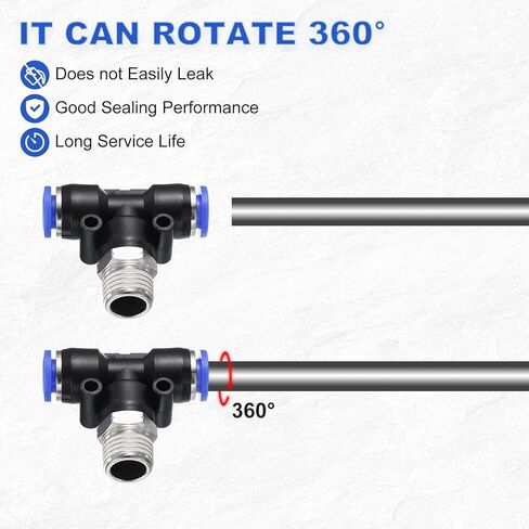 HARFINGTON 5pcs Air Line Fitting 8mm Tube OD x NPT 1/4 Thread PT4-U Pneumatic Male Branch Tee Quick Push to Connect Brass Air Line Hose for Industry Air System in Saudi Arabia