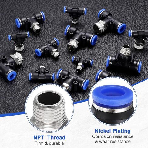 HARFINGTON 5pcs Air Line Fitting 8mm Tube OD x NPT 1/4 Thread PT4-U Pneumatic Male Branch Tee Quick Push to Connect Brass Air Line Hose for Industry Air System in Saudi Arabia