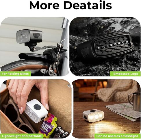 ROCKBROS 1200Lm Bike Headlight, Super Bright USB C Rechargeable Bike Lights for Night Riding, IPX6 Waterproof Front Light with High Low Beam for Road and Mountain Cycling in Saudi Arabia