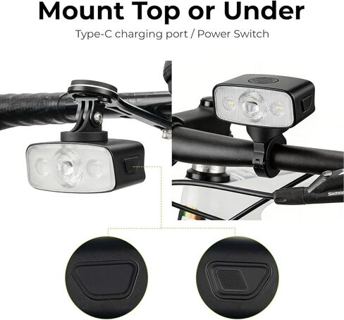 ROCKBROS 1200Lm Bike Headlight, Super Bright USB C Rechargeable Bike Lights for Night Riding, IPX6 Waterproof Front Light with High Low Beam for Road and Mountain Cycling in Saudi Arabia