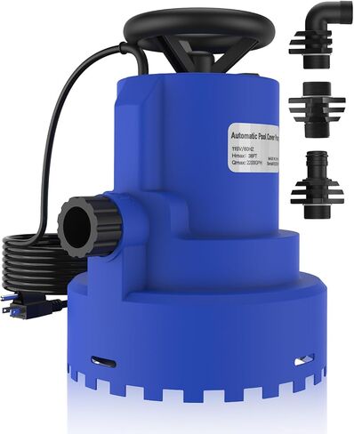 AgiiMan Automatic Submersible Water Pump - 1HP 5000GPH Pool Cover Pump with 33ft Power Cord for Pool Draining, Pond Pump Removal for Pool, Hot Tubs, Rooftops, Water Beds in Kuwait