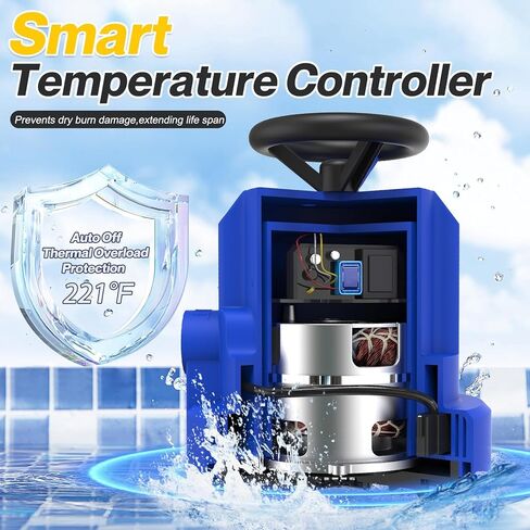 AgiiMan Automatic Submersible Water Pump - 1HP 5000GPH Pool Cover Pump with 33ft Power Cord for Pool Draining, Pond Pump Removal for Pool, Hot Tubs, Rooftops, Water Beds in Kuwait