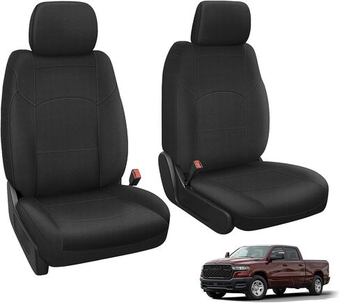 Front and Rear Seat Covers Compatible with 2019-2024 Dodge Ram 1500/2500/3500, Heavy Duty Neoprene Fabric in Kuwait