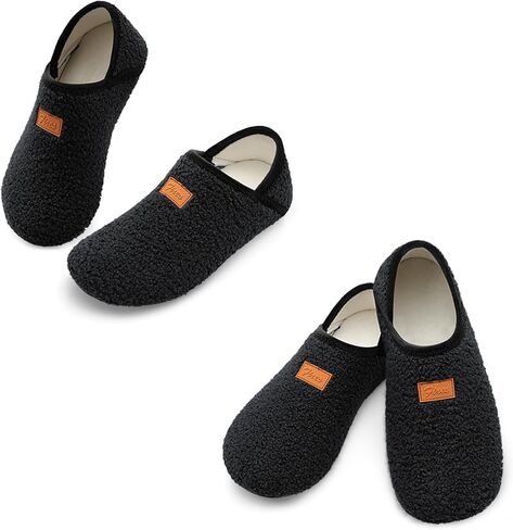 شبشب رجالي من BARERUN بنعل مطاطي، جوارب منزل ناعمة خفيفة الوزن، شباشب واسعة حافية القدم للنساء حول المنزل، أحذية غير قابلة للانزلاق في الداخل/الخارج in Kuwait