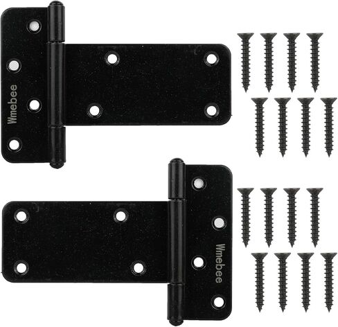 5 in T-Strap Heavy Duty Gate Hinges 260 Lbs Capacity,4 Pack Extra Thick Shed Door Tee Hinges, Black Wrought Hardware for Wooden Fences, Barn Door, Screws Included (Patent Pending) in Saudi Arabia