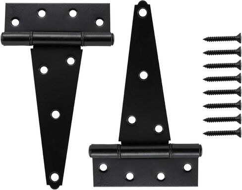 HOME MASTER HARDWARE 6 Inch T-Strap Heavy Duty Shed Door Hinges, Black Tee Hinge for Wooden Fences,Yard Door, Barn Door Gates, Rustproof Wrought Iron with Screws, 6 Pack in Saudi Arabia