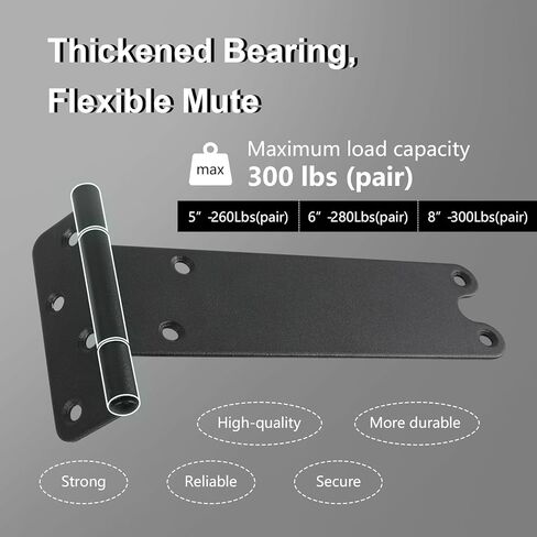 مفصلات أبواب مقاس 8 بوصات، مفصلات بوابة شديدة التحمل بسعة 300 رطل، 6 مفصلات بوابة سقيفة على شكل حرف T، مفصلات سوداء غير لامعة، باب الحظيرة، أبواب سقيفة، مقاومة للصدأ، متينة (8 بوصات - 6 قطع - أسود غير لامع) - في انتظار الحصول على براءة اختراع in Kuwait