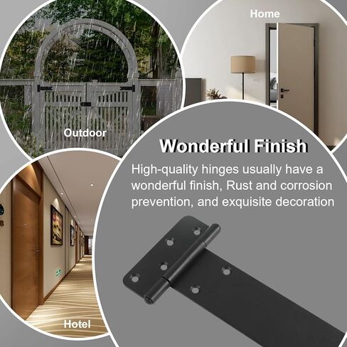 مفصلات أبواب مقاس 8 بوصات، مفصلات بوابة شديدة التحمل بسعة 300 رطل، 6 مفصلات بوابة سقيفة على شكل حرف T، مفصلات سوداء غير لامعة، باب الحظيرة، أبواب سقيفة، مقاومة للصدأ، متينة (8 بوصات - 6 قطع - أسود غير لامع) - في انتظار الحصول على براءة اختراع in Kuwait