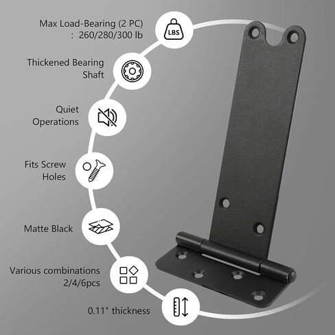 مفصلات أبواب مقاس 8 بوصات، مفصلات بوابة شديدة التحمل بسعة 300 رطل، 6 مفصلات بوابة سقيفة على شكل حرف T، مفصلات سوداء غير لامعة، باب الحظيرة، أبواب سقيفة، مقاومة للصدأ، متينة (8 بوصات - 6 قطع - أسود غير لامع) - في انتظار الحصول على براءة اختراع in Kuwait