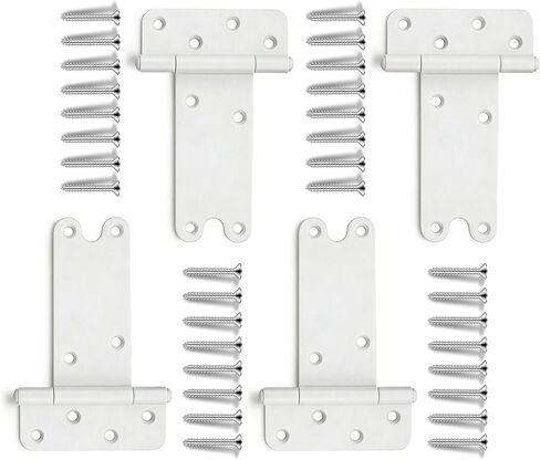 6 inch Gate Hinges,280 Lbs Capacity, Matte White Hinges,4 Pack Heavy Duty Door Hinge, T-Strap Shed Gate Hinges,Hardware for Wooden Fences, Barn Door Hinge (6 in - 4 Pack - U)-Patent Pending in Saudi Arabia