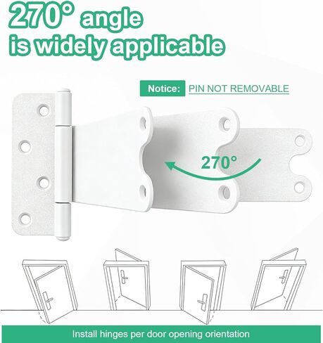 6 inch Gate Hinges,280 Lbs Capacity, Matte White Hinges,4 Pack Heavy Duty Door Hinge, T-Strap Shed Gate Hinges,Hardware for Wooden Fences, Barn Door Hinge (6 in - 4 Pack - U)-Patent Pending in Saudi Arabia