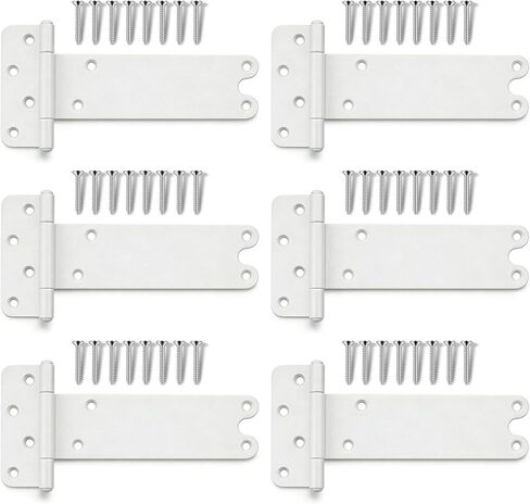 6 inch Gate Hinges,280 Lbs Capacity, Matte White Hinges,4 Pack Heavy Duty Door Hinge, T-Strap Shed Gate Hinges,Hardware for Wooden Fences, Barn Door Hinge (6 in - 4 Pack - U)-Patent Pending in Saudi Arabia