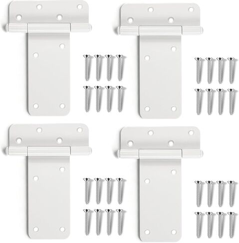 6 inch Gate Hinges,280 Lbs Capacity, Matte White Hinges,4 Pack Heavy Duty Door Hinge, T-Strap Shed Gate Hinges,Hardware for Wooden Fences, Barn Door Hinge (6 in - 4 Pack - U)-Patent Pending in Saudi Arabia