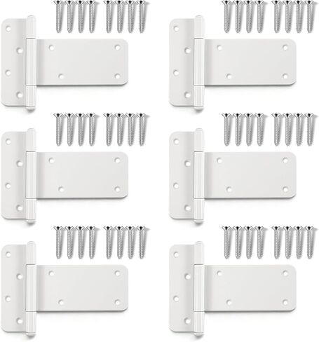 6 inch Gate Hinges,280 Lbs Capacity, Matte White Hinges,4 Pack Heavy Duty Door Hinge, T-Strap Shed Gate Hinges,Hardware for Wooden Fences, Barn Door Hinge (6 in - 4 Pack - U)-Patent Pending in Saudi Arabia