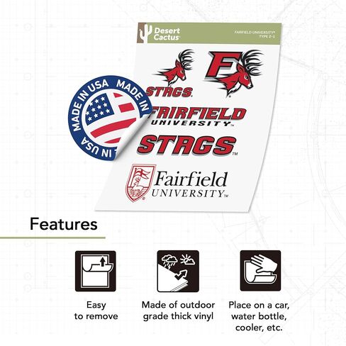 Desert Cactus Fairfield University Sticker Stags Vinyl Decals Laptop Water Bottle Car Scrapbook Sheet T2 (Type 2) in Saudi Arabia