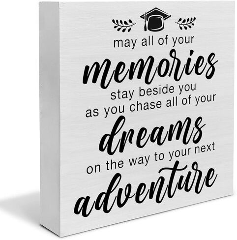 Graduation Wood Box Sign Decor Desk Sign Graduate a Sweet Ending to a New Beginning Wooden Box Block Sign Rustic Home Graduation Party Decoration Grad Gift in Saudi Arabia