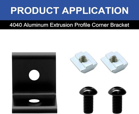 12 Pack 4040 Corner Bracket Connector 40 Series Aluminum Extrusion Profile Accessories Hardware, 90 Degree Angle Bracket for 40x40 Extruded Aluminum Black in Saudi Arabia