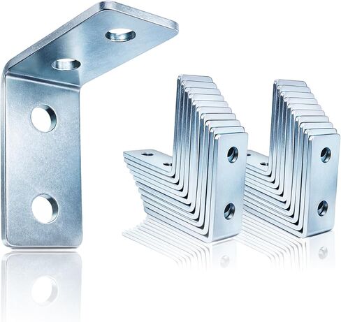 دعامة زاوية L ذات 4 فتحات شديدة التحمل لقناة تبختر 1-5/8 بوصة، موصل فولاذي 90 درجة، سمك 3/16 بوصة، متوافق مع مسامير 1/2 بوصة - 13، أجهزة قناة تبختر (10 عبوات) in Kuwait