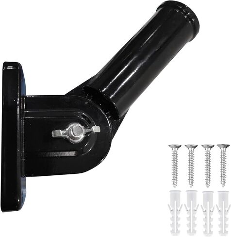 Aluminum Wall Mount Flag Pole Bracket Adjustable Flag Holder, Multi-Position 1 inch (Pack of 1,Shiny Black) in Saudi Arabia