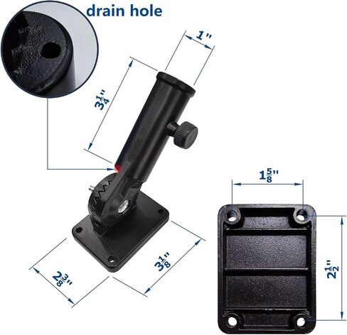 Aluminum Wall Mount Flag Pole Bracket Adjustable Flag Holder, Multi-Position 1 inch (Pack of 1,Shiny Black) in Saudi Arabia