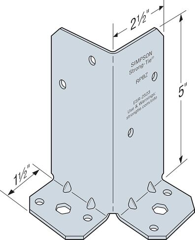 قاعدة عمود التحديثية المجلفنة من Simpson Strong-Tie RPBZ RPBZ ZMAX لمزدوج 2x4 (عبوة من 12 قطعة) in Kuwait